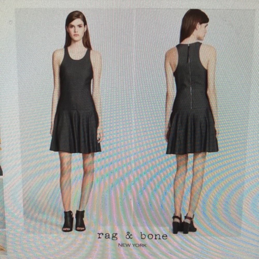 Rag and Bone Gray Sleeveless A Line Dress Zip Back Flared Skirt Size 0